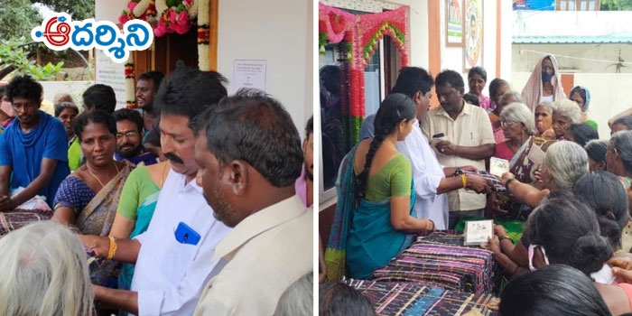 satyavedu news తుపాను బాధితులకు దుప్పట్ల పంపిణీ